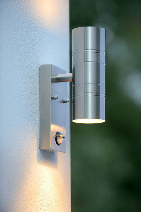 Lucide ARNE-LED - Outdoor Wall Spotlight - Ø 6,3 cm - LED - GU10 - 2x5W 2700K - IP44 - Satin Chrome